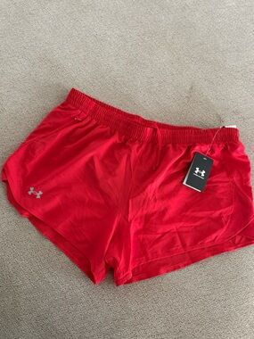 NWT Under Armour UA Fly By 3" Running Shorts Red Women's XL